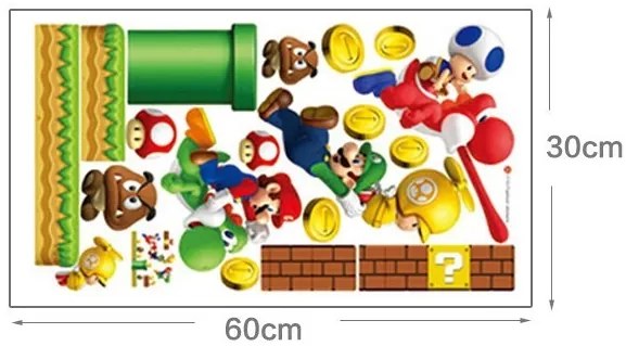 Veselá Stena Samolepka na stenu na stenu Super Mario Veľkosť: 72 x 60 cm