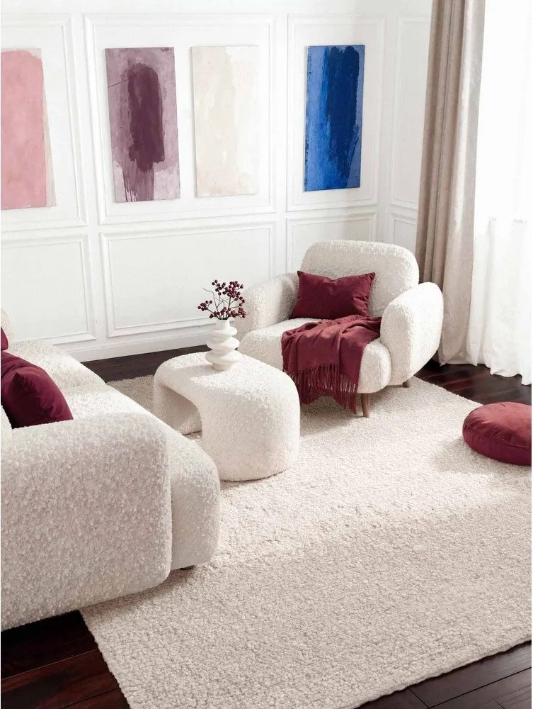 Slonovinový ručne tkaný koberec z materiálu buklé 120x170 cm Notting Hill Portobello – Ted Baker