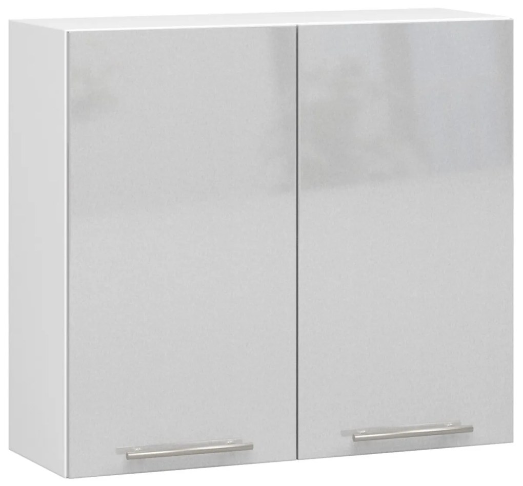 Závěsná kuchyňská skříňka Olivie W 80 cm bílá/metalický lesk