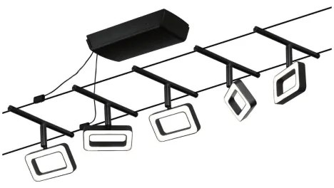 Paulmann 94485 - Súprava 5x LED/4,8 W Kompletný lankový systém FRAME 230 V čierny