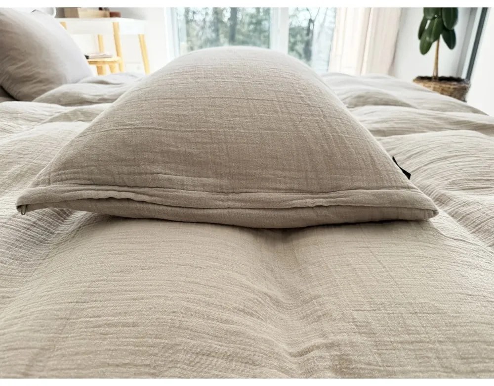 Béžové mušelínové obliečky na dvojlôžko 200x200 cm Plain Muslin – Butter Kings
