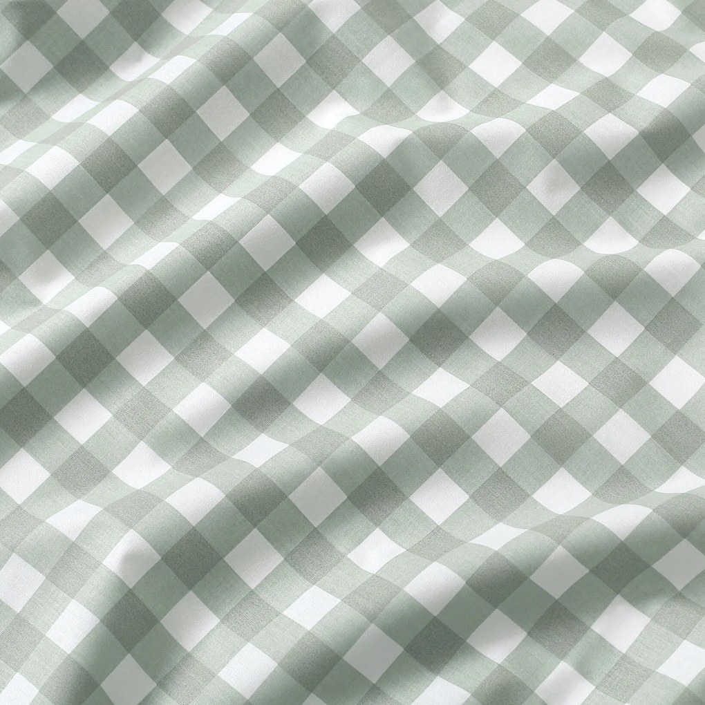 Goldea behúň na stôl 100% bavlnené plátno - šalviovo zelené kocky 35x120 cm