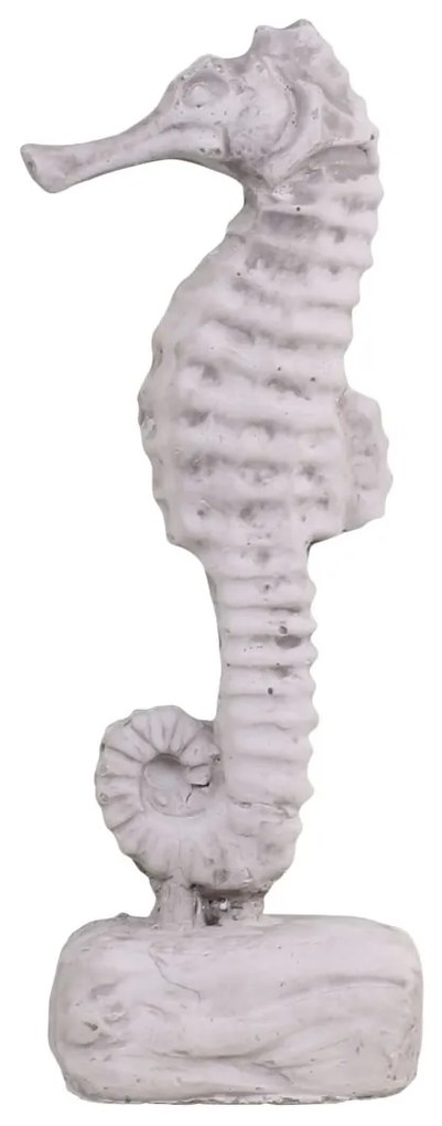 Šedá cementová dekorácia morský koník na podstavci - 8*6*17 cm