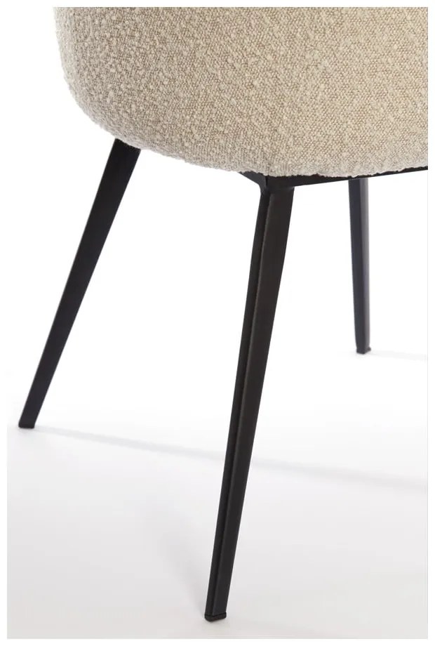 Krémovobiele čalúnené jedálenské kreslo s podrúčkami Leone – Light &amp; Living