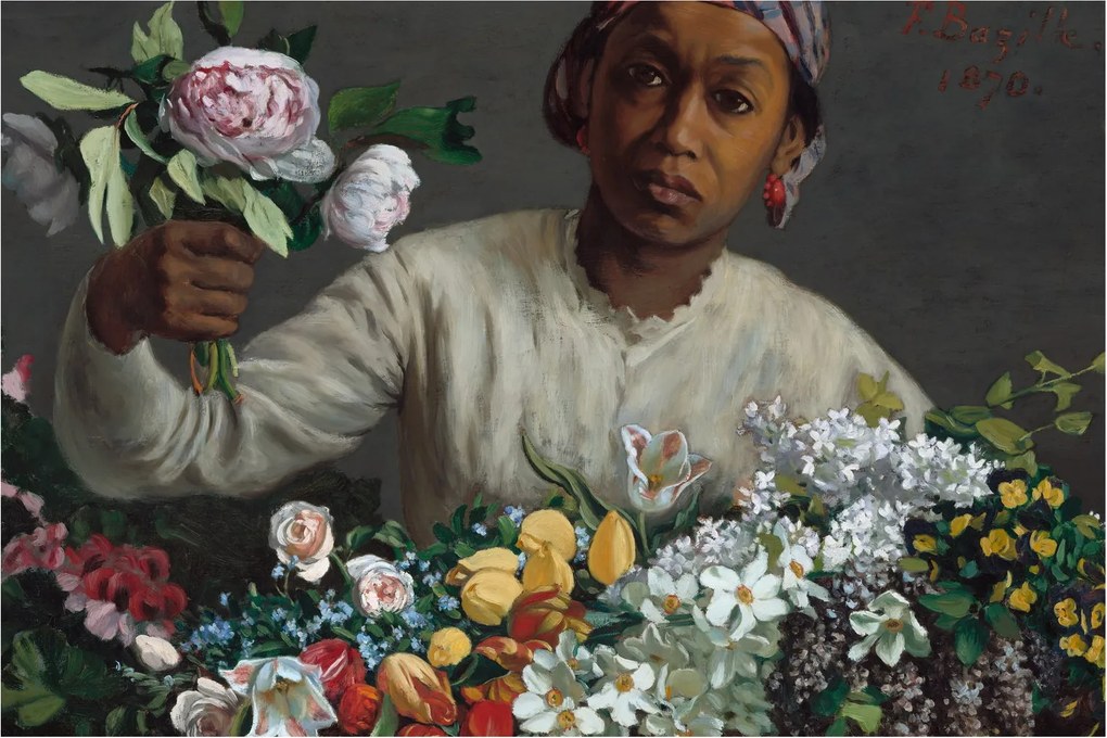 Obraz - Frédéric Bazille, Young Woman with Peonies, reprodukcia (90x60 cm)
