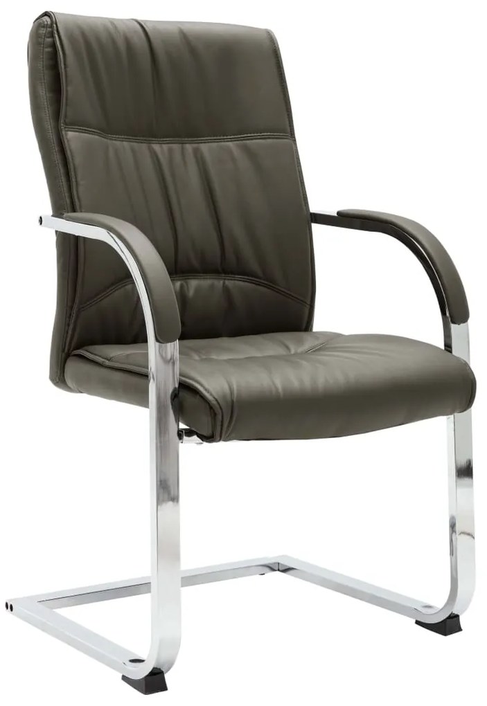 vidaXL Kancelárska stolička, perová kostra, sivá, umelá koža