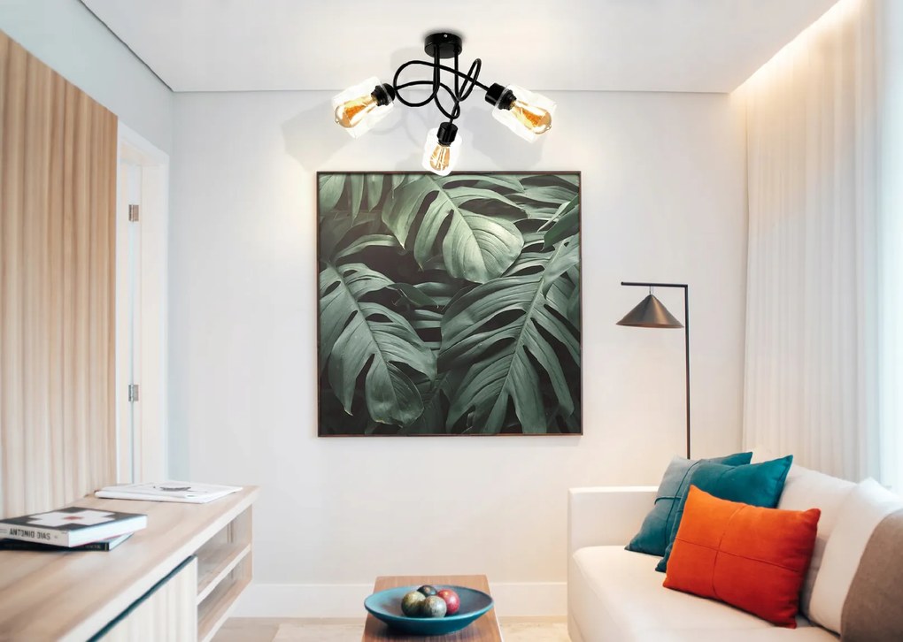 BERGE LED luster stropné svietidlo 3xE27, skladací sklenený štvorec, priehľadné