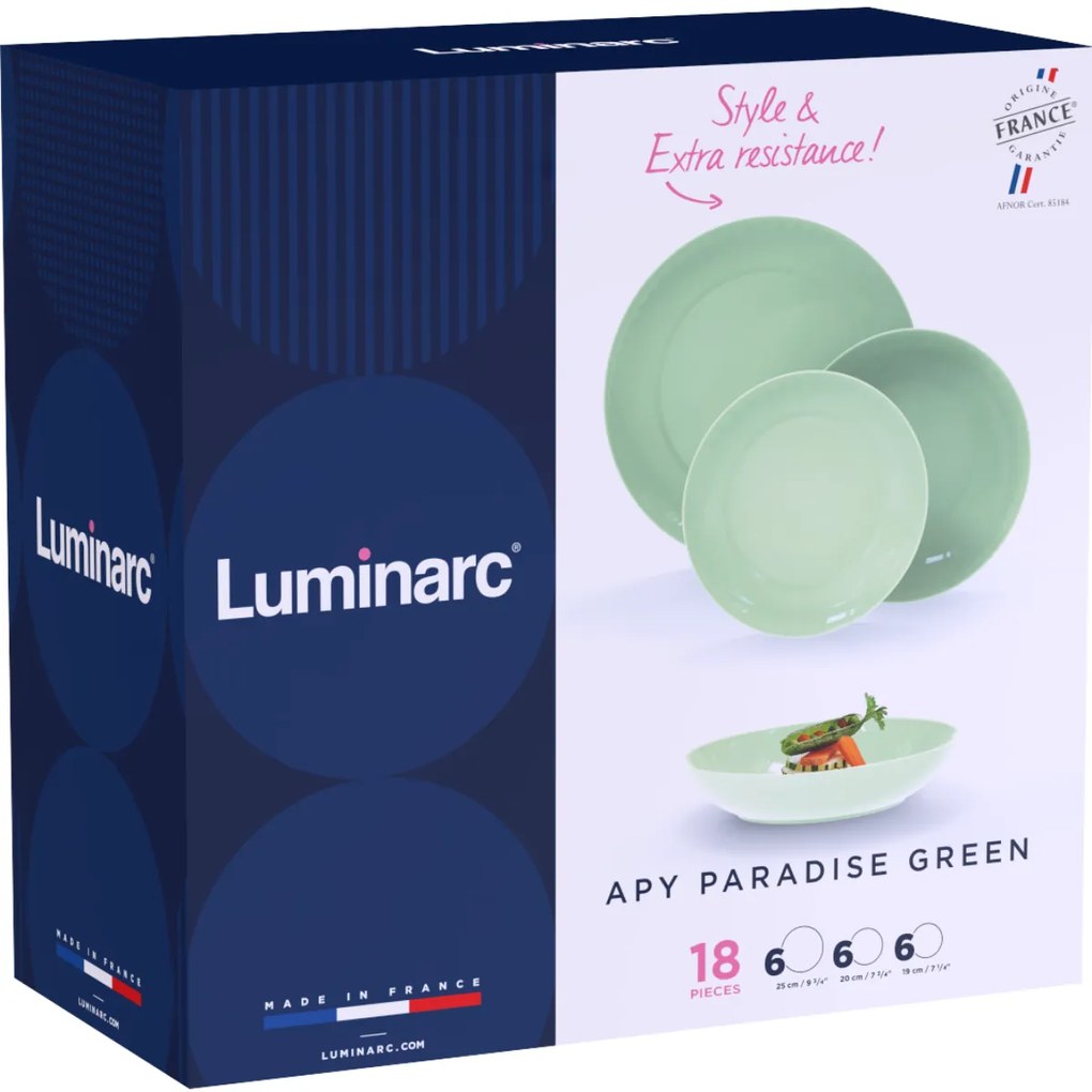 Luminarc 18-dielna jedálenská sada Apy ParadiseGreen