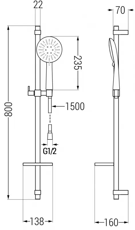 Mexen sprchový set DQ67, chróm, 785674581-00