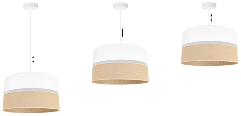 Závesné svietidlo Juta, 1x jutové/biele textilné tienidlo, (fi 40cm), w