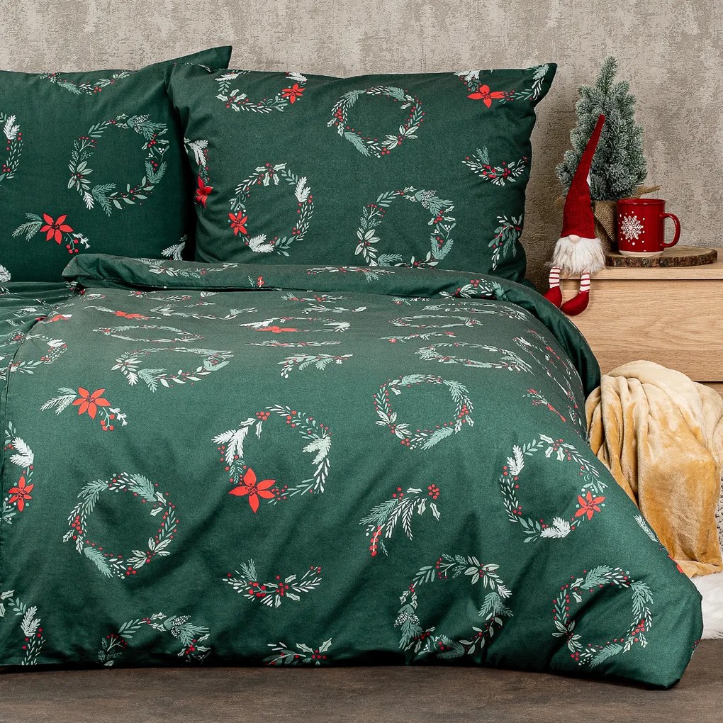 4Home Vianočné bavlnené obliečky Poinsettia, 140 x 220 cm, 70 x 90 cm