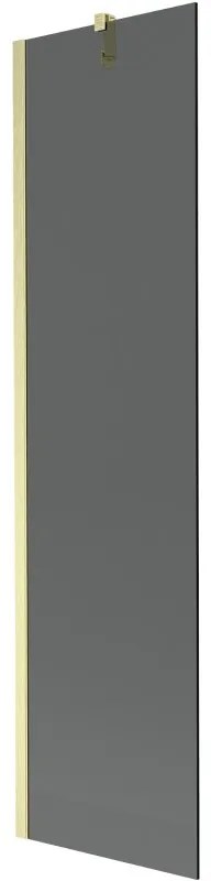 Mexen Next, 1-krídlová vaňová zástena 50 x 150 cm, 6mm šedé sklo, zlatá matná, 895-050-000-00-40-55