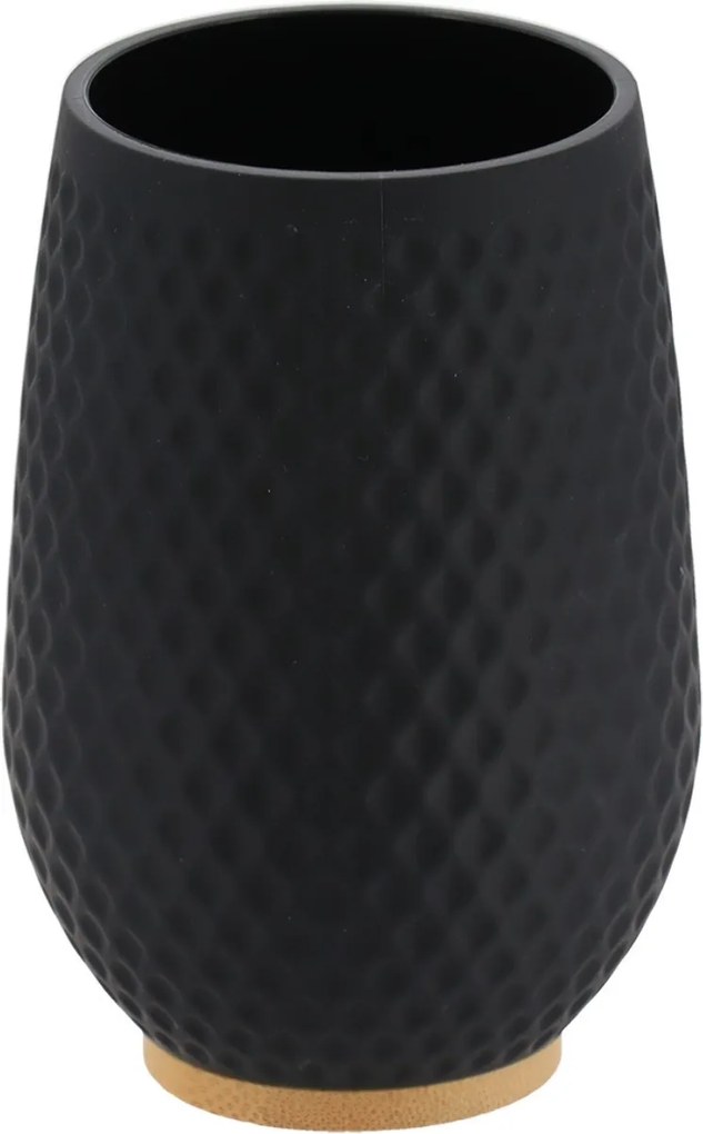 Sada kúpeľňových doplnkov Tova, čierna/s drevenými prvkami