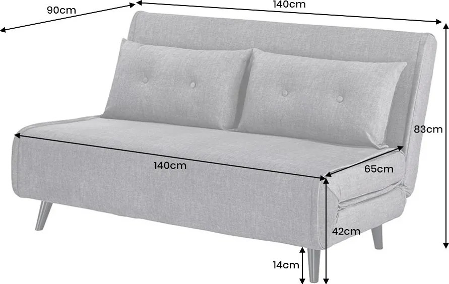 Dizajnová rozkladacia pohovka Bleddyn 140 cm sivý zamat