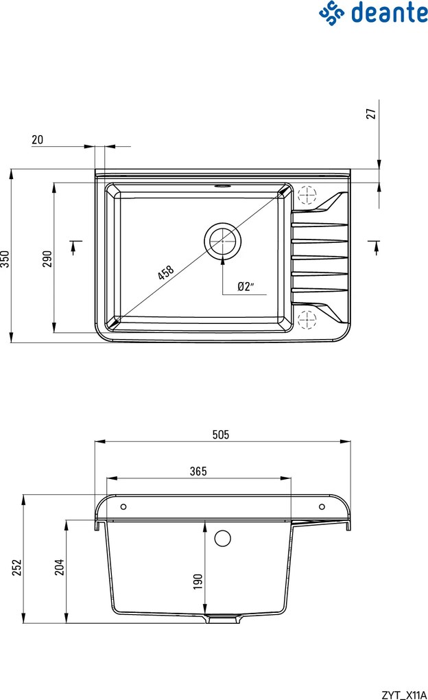 Deante Technický drez Garden s odkvapkávačom - ZYT 311A