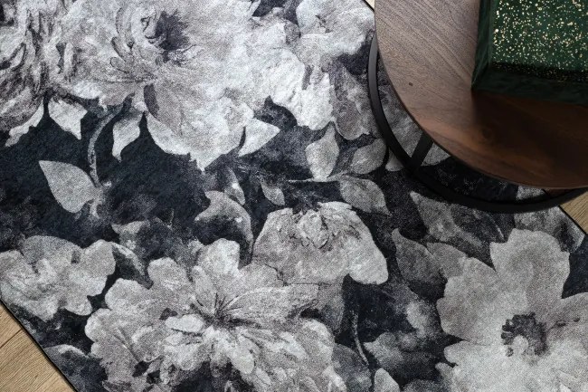 Protišmykový behúň LOTUS BOUQUET 52901 kvety sivý / béžový