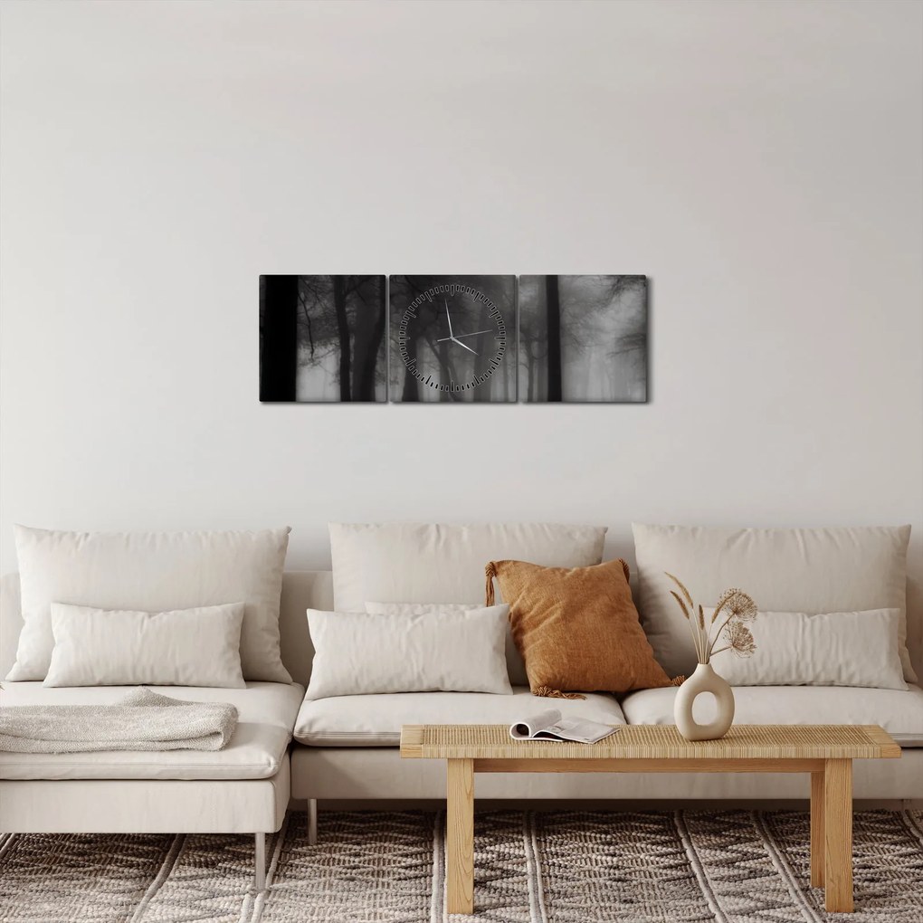 Obraz - Les v hmle (s hodinami) (90x30 cm)