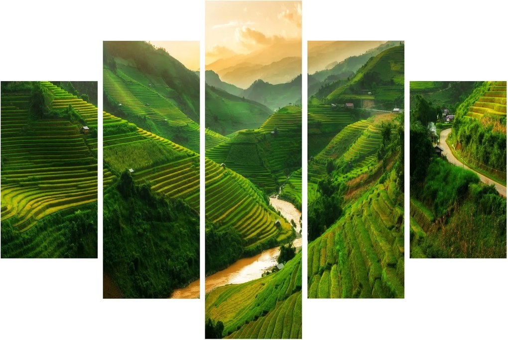 Obraz - Ryžové terasy Mu Cang Chai (150x105 cm)