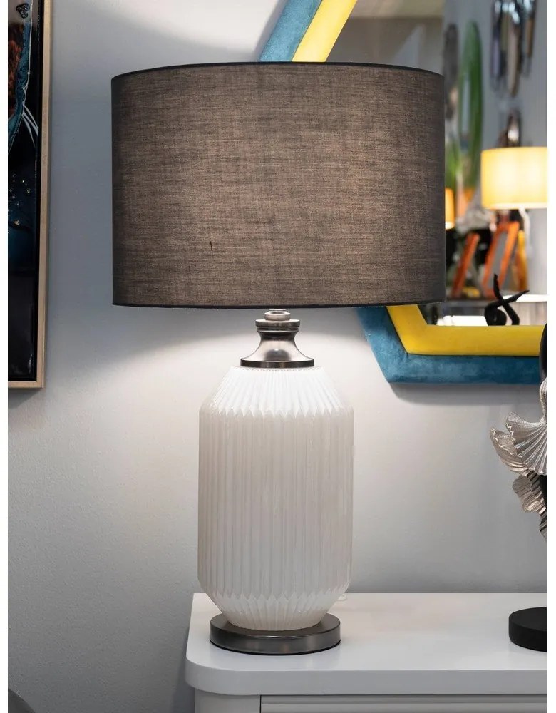 Sivá stolná lampa s textilným tienidlom (výška 65 cm) Brighty – Mauro Ferretti