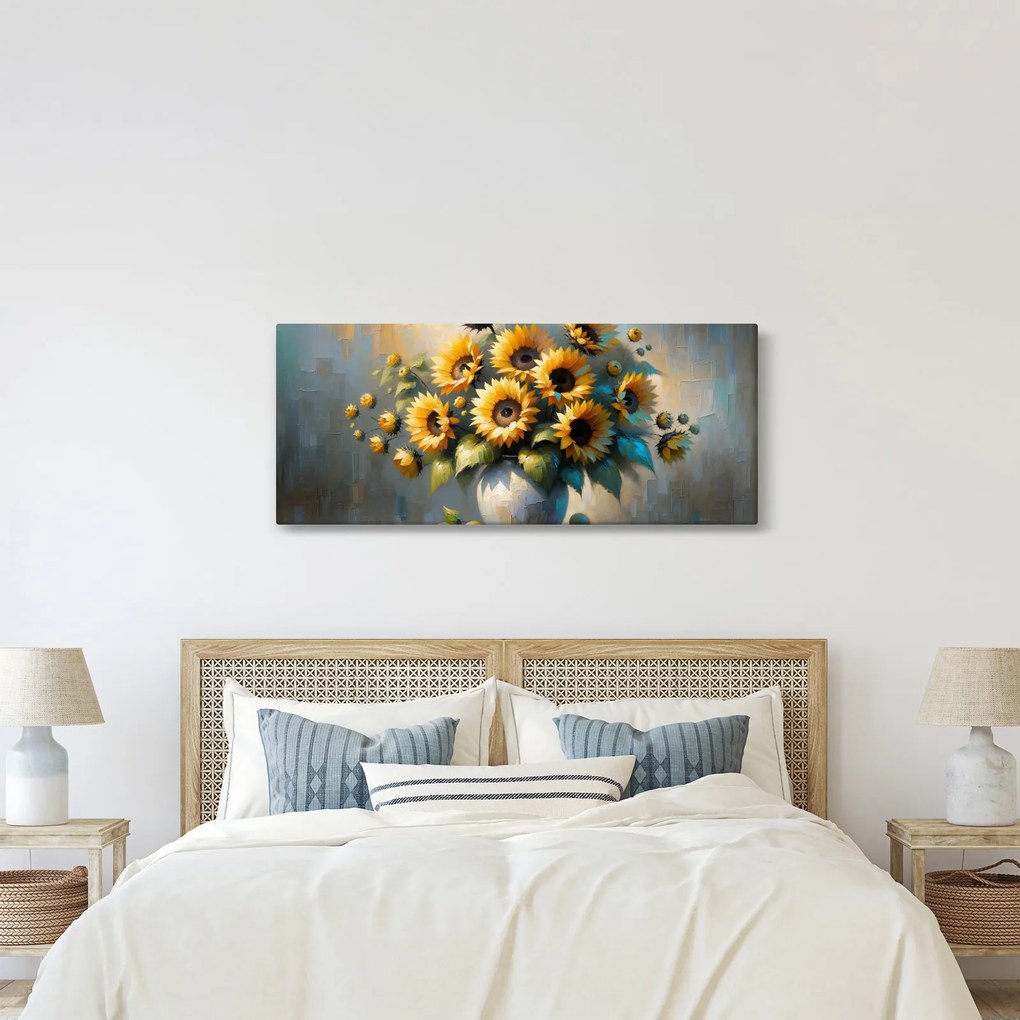 Obraz – Váza so slnečnicami (120x50 cm)