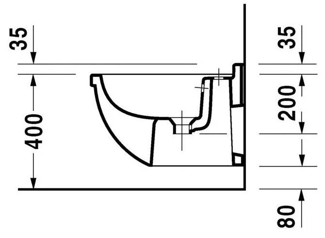 DURAVIT Starck 3 závesný bidet s otvorom, 360 mm x 540 mm, 2230150000
