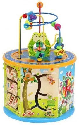 Iso Trade Motorická drevená kocka s bludiskom 8v1 - K7711