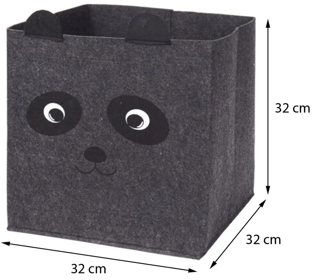 Úložný box Bear, 32x32x32 cm, tmavosivá