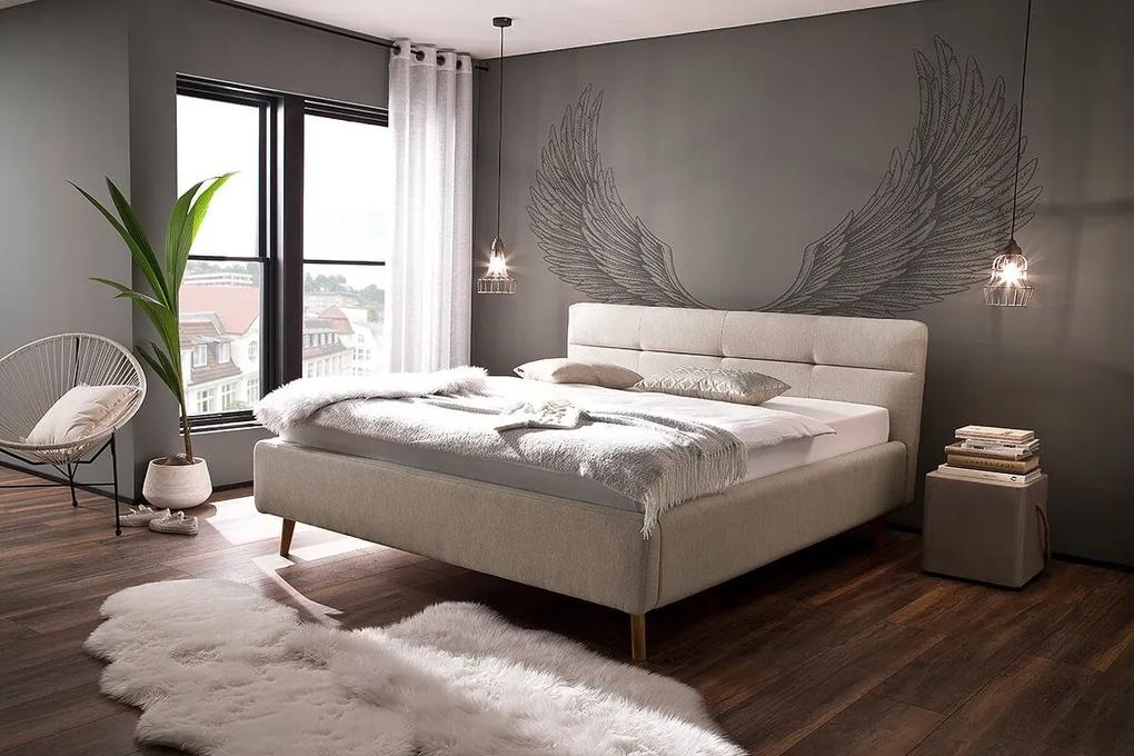 Čalúnená posteľ anika s úložným priestorom 160 x 200 béžová MUZZA