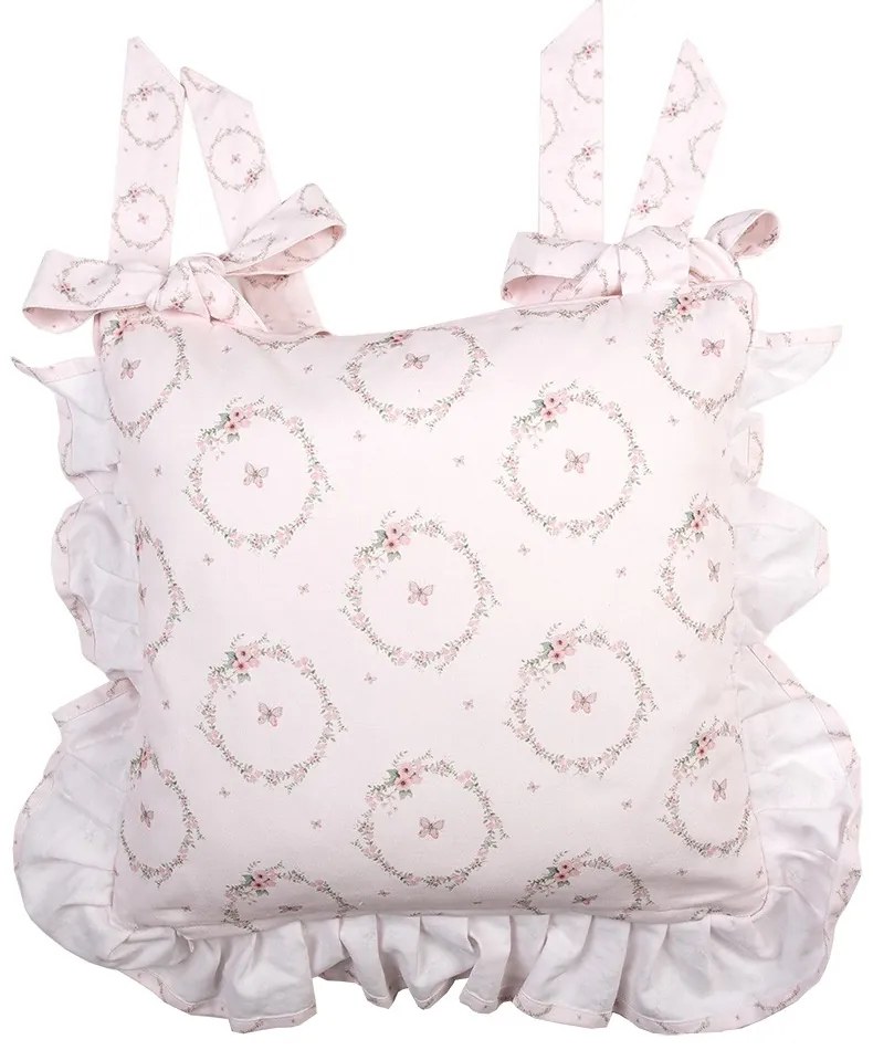 Ružový bavlnený povlak na sedák s králikom Floral Easter Bunny - 40*40 cm