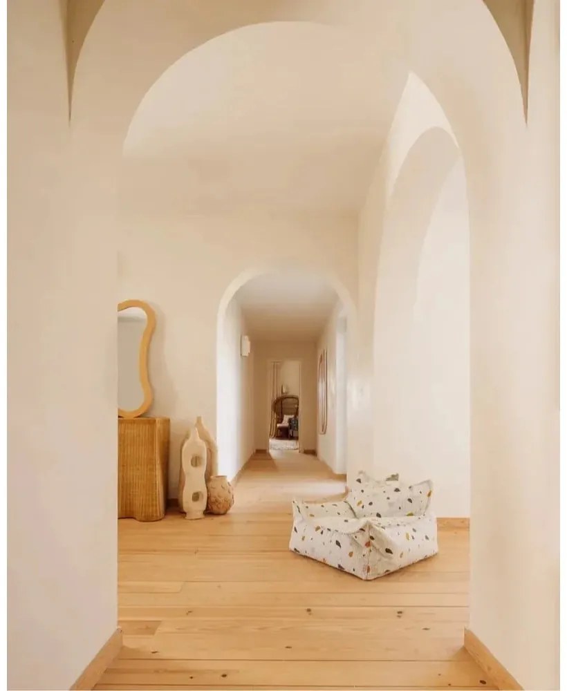 Biely detský sedací vak z textílie buklé/ženilkový Terrazzo Chair – Wigiwama