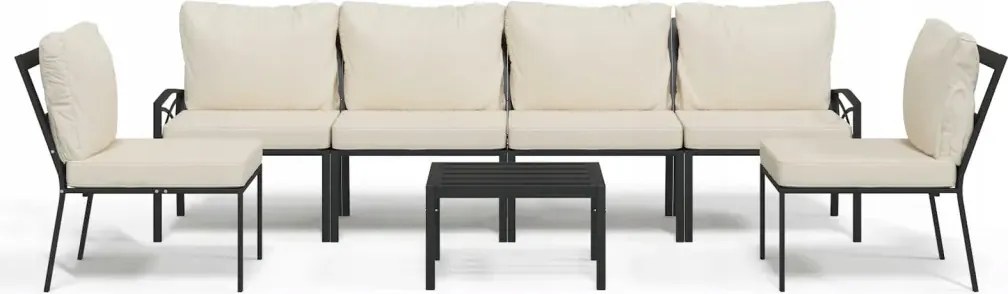 vidaXL 7-dielna sedacia súprava do záhrady, pieskové vankúše, oceľ