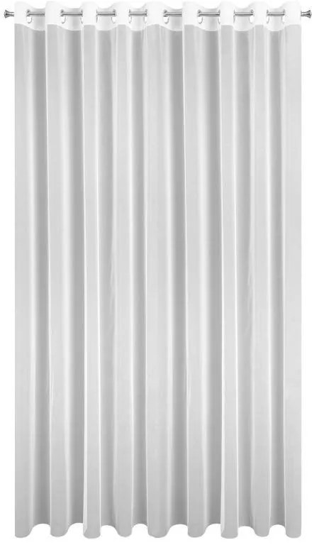 Biela záclona na krúžkoch ESEL vyrobená z hladkej lesklej látky 350x250 cm