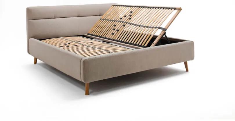 Čalúnená posteľ anika s úložným priestorom 180 x 200 béžová MUZZA