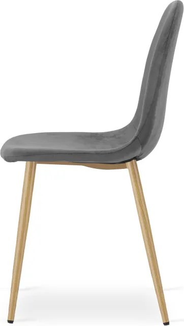 Jedálenská stolička PADVA zamatová tmavosivá / hnedé nohy
