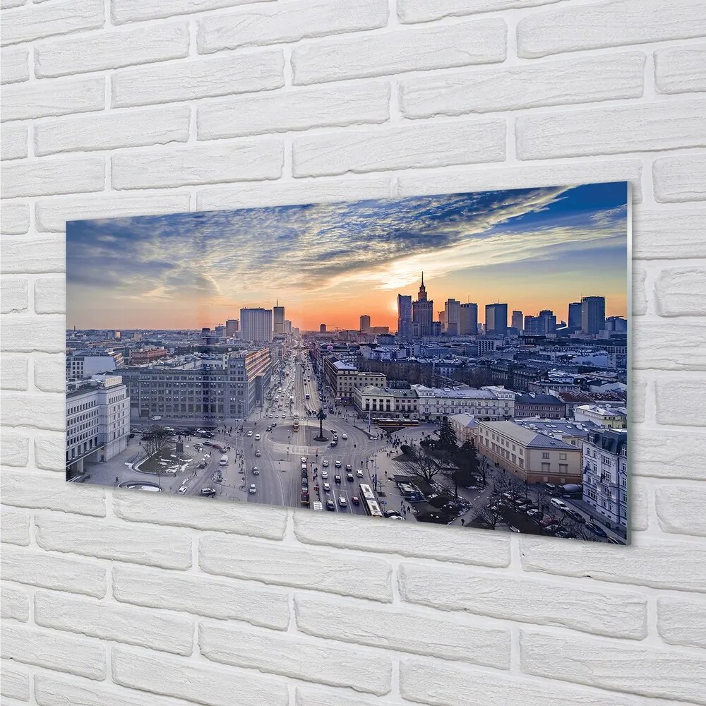 Sklenený obraz Varšava mrakodrapy Sunset 120x60 cm