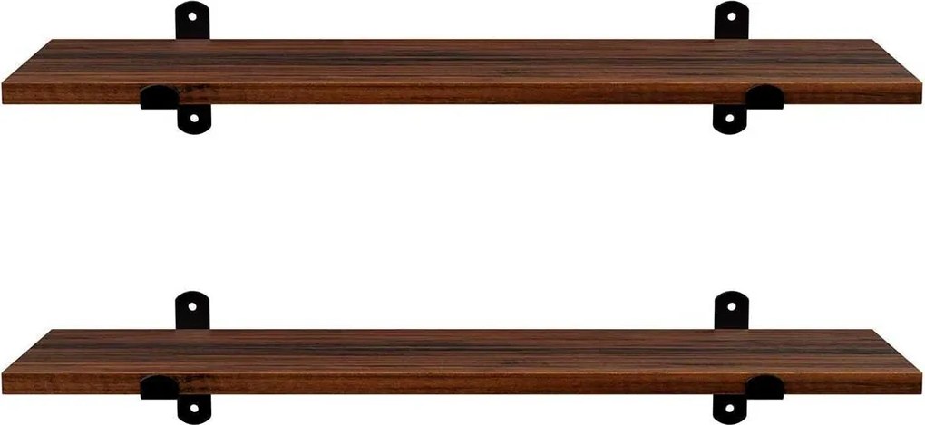 Súprava nástenných políc, sada 2 ks, 60 x 20 x 7 cm, hnedá a čierna