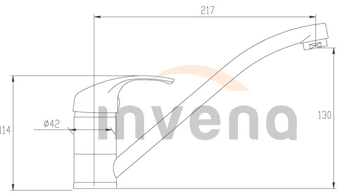 Invena Mitris, nízka drezová batéria s otočným ramenom, čierna matná, INV-BZ-79-004-A