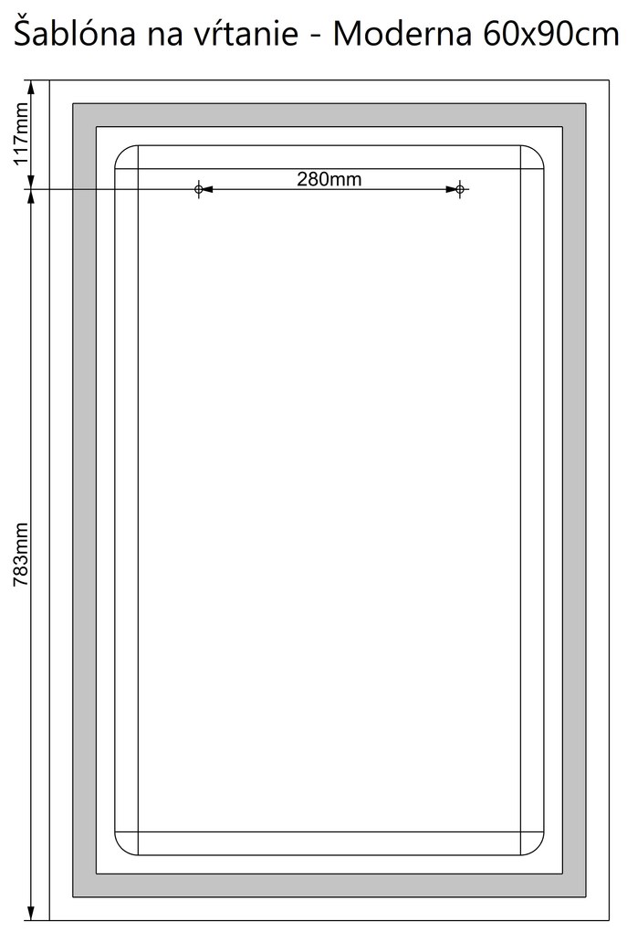 LED zrkadlo Moderna 60x90cm teplá biela - dotykový spínač