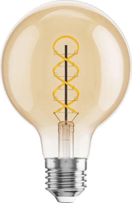 Mexen Vintis, LED filamentová žiarovka E27, G80, 4 W, teplá biela 2200K, jantárová, L165-E27-0422-50