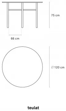 TEULAT JUNCO ROUND 120 jedálenský stôl Čierna