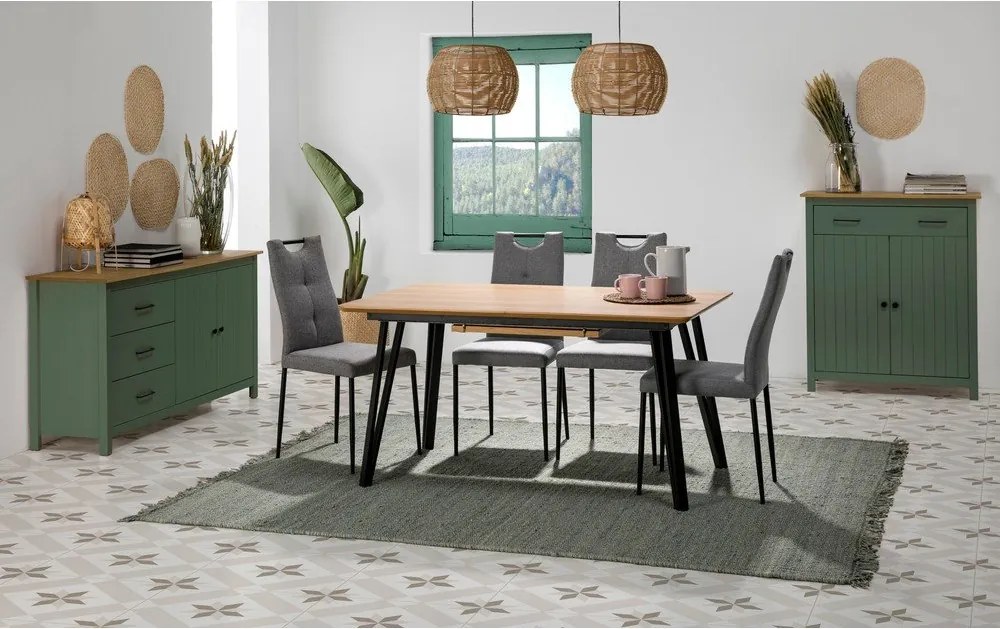 Zelená/v prírodnej farbe nízka komoda z borovicového dreva 150x80 cm Miranda – Marckeric