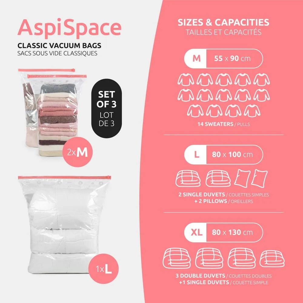 Vákuové vrecia v súprave 3 ks Space Save M/L – Compactor