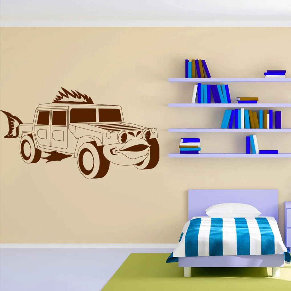 Veselá Stena Samolepka Detské autíčko Jeep Farba: modrá, Veľkosť: 100 x 58 cm