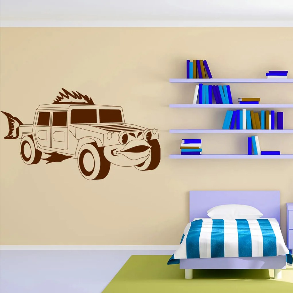 Veselá Stena Samolepka na stenu na stenu Detské autíčko Jeep Farba: černá
