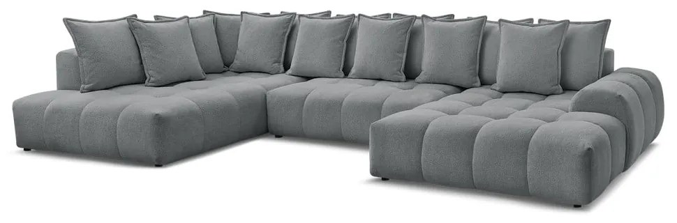 Tmavosivá ženilková rozkladacia/s úložným priestorom rohová pohovka (ľavý roh/do tvaru "U") Everest – Bobochic Paris