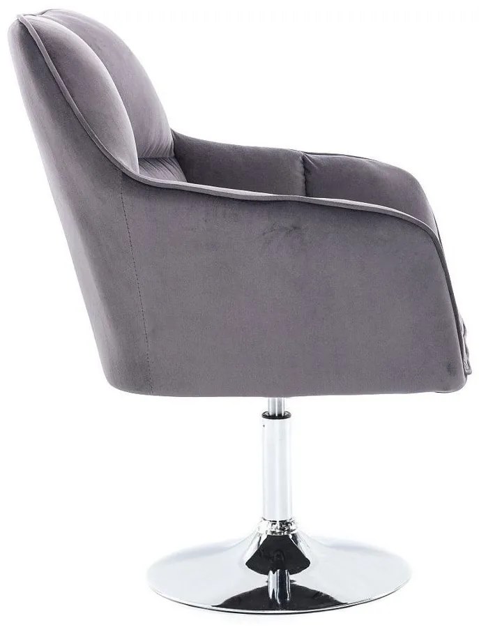 LuxuryForm DESIGN Kreslo AMALFI VELUR na striebornom tanieri - tmavo šedé
