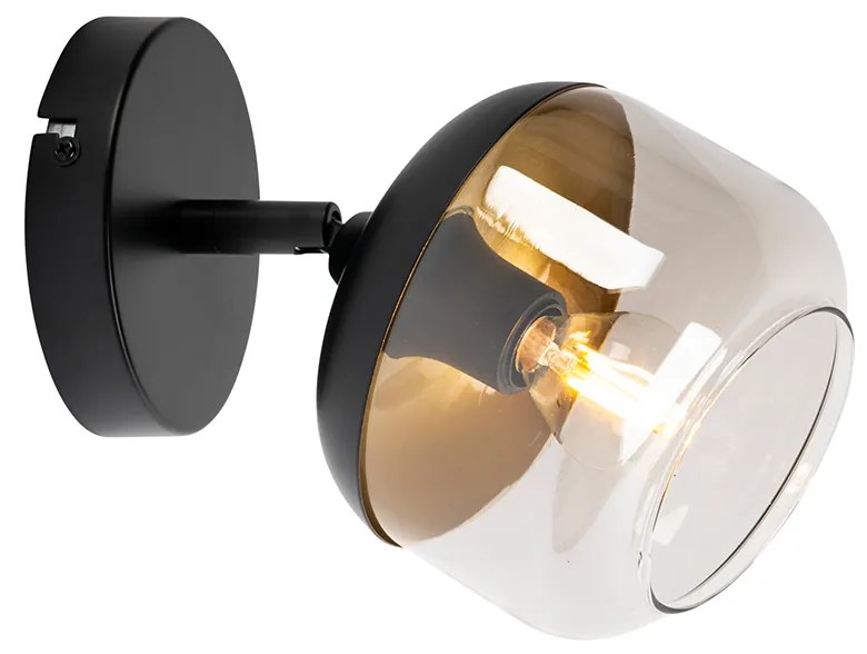 Dizajnové bodové svetlo čierne so zlatom a dymovým sklom - Kyan