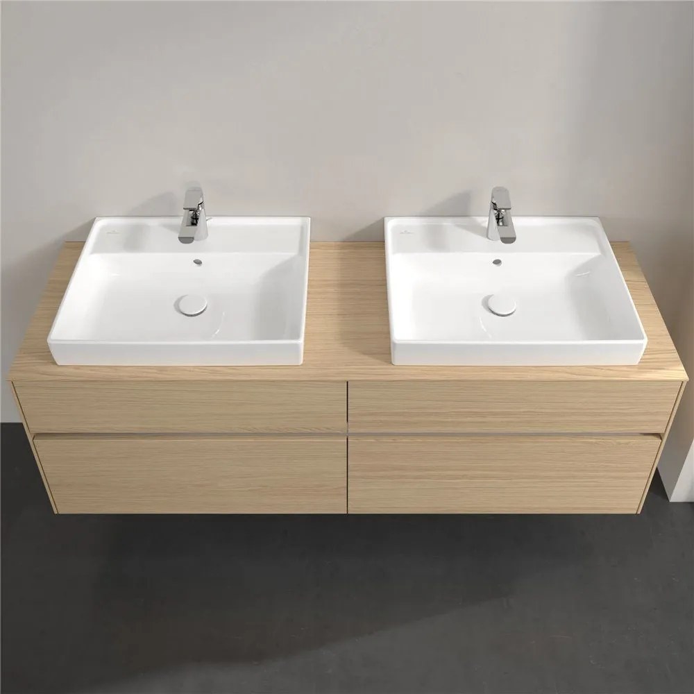 VILLEROY &amp; BOCH Collaro závesná skrinka pod dve umývadlá na dosku, 4 zásuvky, 1600 x 500 x 548 mm, Nordic Oak, C02400VJ