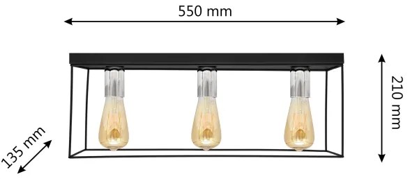 Stropné svietidlo FINN 3xE27/15W/230V čierna/chróm