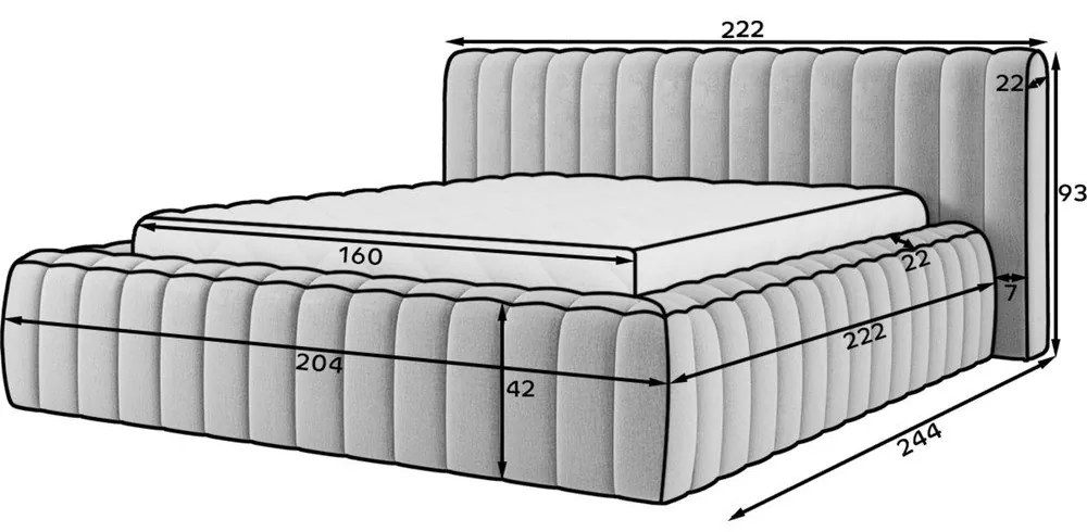 Béžová čalúnená dvojlôžková posteľ s úložným priestorom s roštom 160x200 cm Carilla – ELTAP